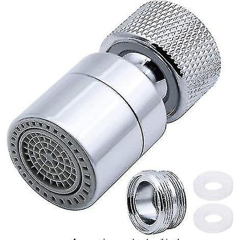 Robinet pivotant aérateur, robinet d'économie d'eau, robinet de cuisine et de salle de bain réglable, filtre à bulles en laiton avec adaptateur de buse (1 pièce, argent) (1/5)