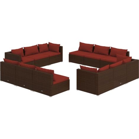 Maison Exclusive - 12-tlg. Garten-Lounge-Set mit Kissen Poly Ratt (1/5)