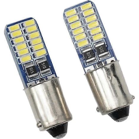 Lot de 2 ampoules LED BA9S ultra-lumineuses pour voiture, feux de recul, feux de stationnement, éclairage de coffre, blanc, 12 V, 24 LED SMD, puce 4014, accessoires auto (1/5)