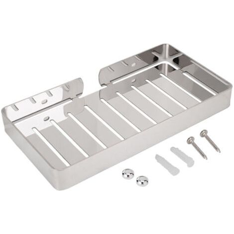 Porte-savon, Support Mural en Acier Inoxydable pour Égouttoir à Savon Étagère Porte-Éponge avec Vis pour Salle de Bain Douche Cuisine Comptoir(Argent) (1/4)