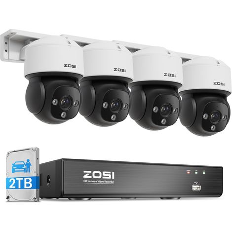 4K 8CH 2TB NVR Kit Caméra Surveillance IP PoE PTZ Vue 360° Détection IA Humain/Véhicule/Visage, Suivi Automatique, Audio Bidirectionnel, Alarme Sirene et Vision Nocturne Couleur (1/5)