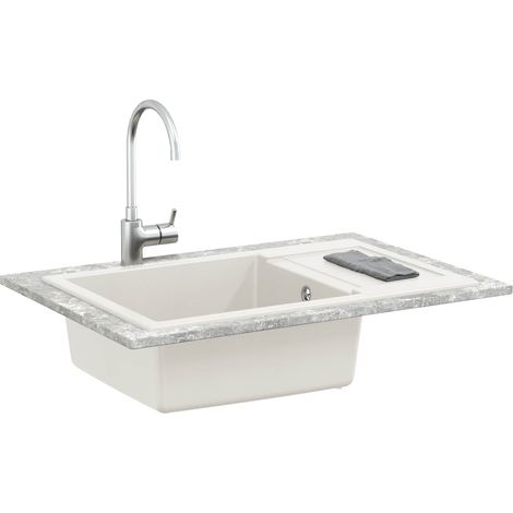 Évier Blanc 780 x 500 mm 80% Quartz et 20% Résine