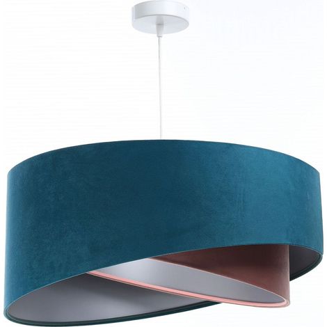 Hängeleuchte Stoff E27 rund Ø 50 cm H: max. 102 cm in Weiß Türkis Rosa Silber Modern