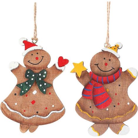 Stück Weihnachtsschmuck aus Holz: Lebkuchenmann-Weihnachtsbaumanhänger-12x8cm-Khaki (1/3)