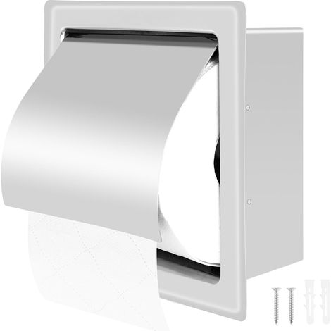 Porte-papier toilette mural encastrable en acier inoxydable - Distributeur de papier toilette encastrable pour salle de bain (1/5)