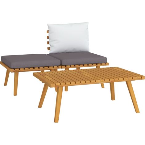 Salon de jardin 3 pcs Meuble de jardin Mobilier de jardin avec coussins Bois d'acacia massif 26106 (1/5)