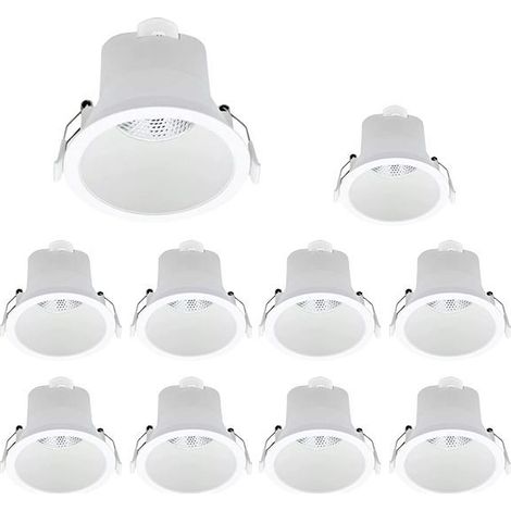 Aluson – Lot de 10 spots LED encastrables D90 9W IP44 – Blanc chaud 3000K – Éclairage étanche pour intérieur – Installation simplifiée avec driver intégré (1/5)
