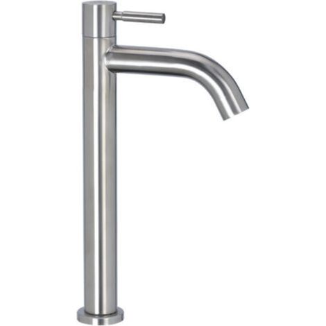Robinet de salle de bain à poignée unique en acier inoxydable, robinet d'évier d'eau chaude et froide (1/4)