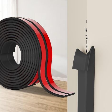 Protection Angle Mur Adhésif - 1 Pièce - TPE Souple Noir - Protection Chocs Coins Murs - Cuisine Salon DIY - 2cm x 4M (1/5)