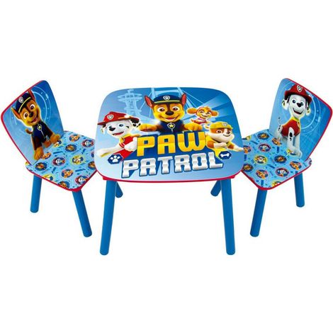 Ensemble table et 2 chaises en bois Pat Patrouille – Dimensions table 50x50cm – Hauteur 44cm – Pour enfants à partir de 3 ans – Arditex (1/5)