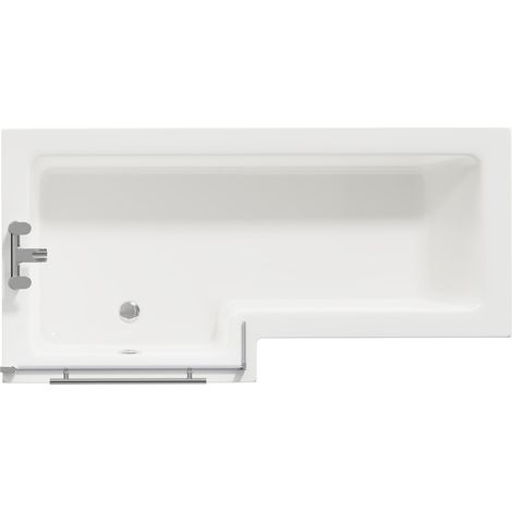 Loire 1700mm Left Hand L Shaped Shower Bath with Towel Rail Bath Screen and Gloss White Front and End Bath Panel (1/5)