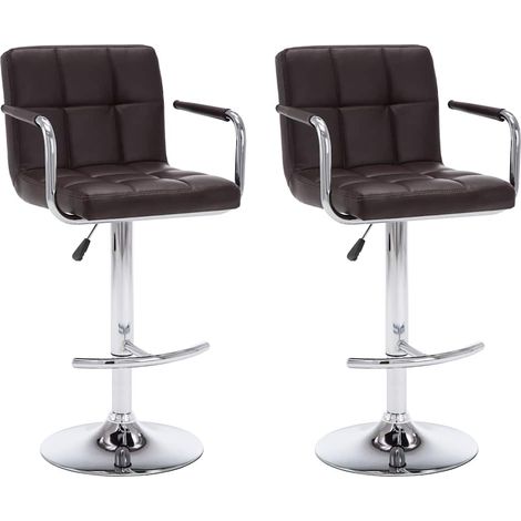 Maison Exclusive - Tabourets de bar lot de 2 marron similicuir (1/5)