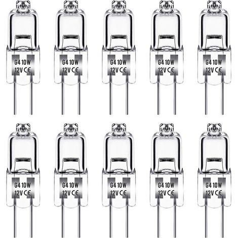 Ampoule Halogene G4, Ampoule G4 12V 10W, blanc chaud 3000K, 150LM, Intensité Variable, LampeHalogene G4, Lampe à Capsule Transparente, paquet de 10
