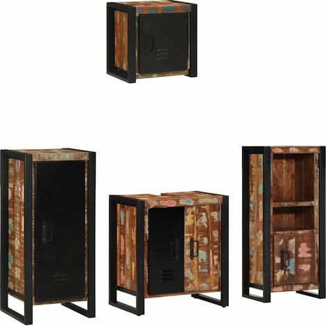 Juego de muebles de baño 4 pcs Madera reciclada maciza
