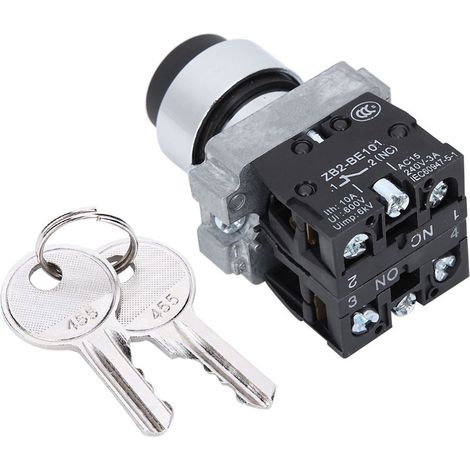 Commutateur à clé à 2 positions, verrouillage électrique à réarmement automatique, conversion, verrouillage par rotation + clé ZB2-BE101 ZB2-BE102C (1/5)