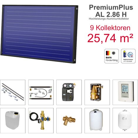 Solarbayer PremiumPlusAL Solarpaket H9 Biber Bruttofläche 25,74 m² horizontal