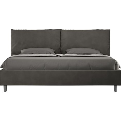 Letto matrimoniale king size senza rete imbottito 200x200 microfibra grigio Antea Large