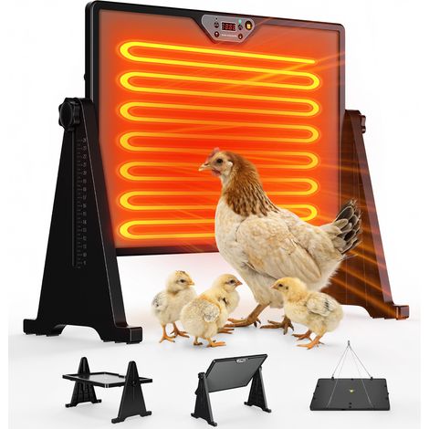 Jiubiaz Placa calefactora para pollitos de 300 W con mando a distancia y regulador de temperatura - Negro para gallinero