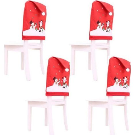 Housse De Chaise - Noël - 60x49 cm - Tissu Synthétique - Rouge - 4 Pièces (1/4)
