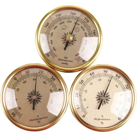 Baromètre domestique à cadran avec mesure de la température, de l'humidité et de la pression atmosphérique, pour une intégration multifonctionnelle des conditions météorologiques intérieures. (1/5)