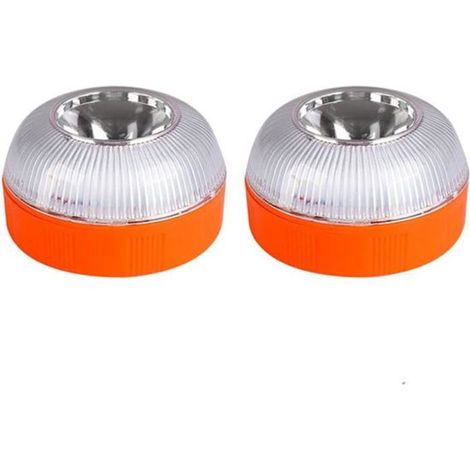 Luce di emergenza ricaricabile - Induzione magnetica - Base magnetica - Compatta e portatile - 8 LED gialli - Luce gialla lampeggiante (1/5)