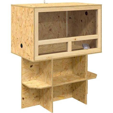Conteneur en verre brun, dimensions 80 x 50 x 100 cm, panneau OSB.
