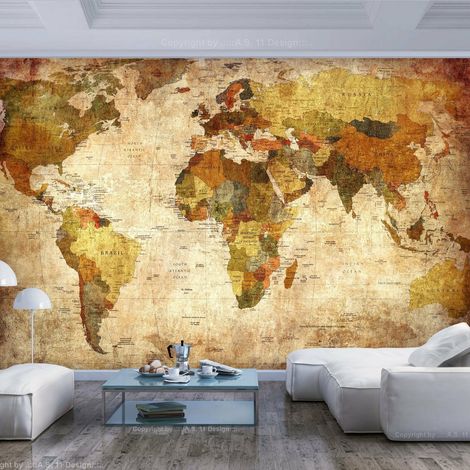Papier peint ancienne carte du monde - 250 x 175 cm (1/4)