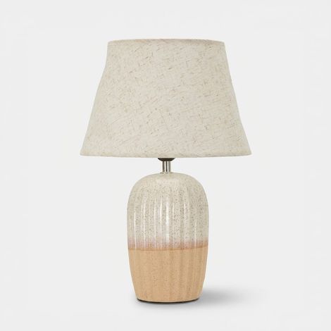 Lámpara de mesa de cerámica y poliéster Tiered Peach Poise (1/4)