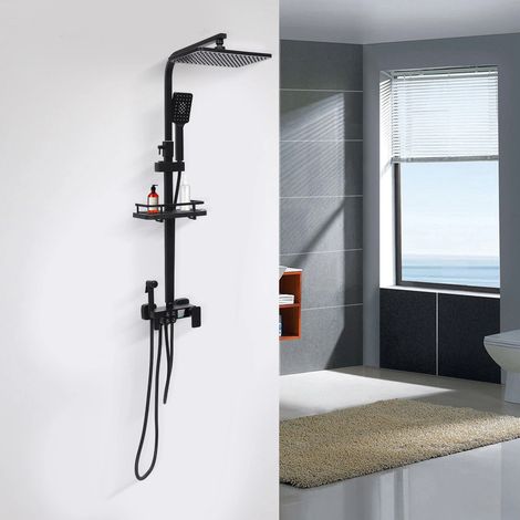 Kalte, heiße und digitale Regendusche mit Hangkorb, Dusche mit Handdusche, 360 Grad drehbar, höhenverstellbar