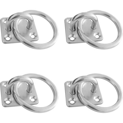 Lot de 4 - Crochet de fixation - Anneau de liaison - Acier inoxydable 304 galvanisé pour écurie et extérieur - Argent - Dimensions variables (1/5)