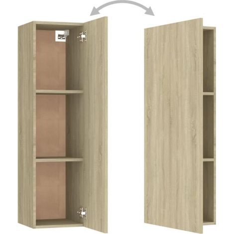 Meuble TV suspendu - VINGVO - 30,5x30x110 cm - Chêne sonoma - Contemporain - Pratique (1/4)