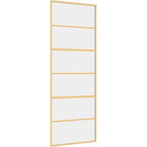 Sliding Door Gold 76x205 cm Clear ESG Glass and Aluminium vidaXL (1/5)