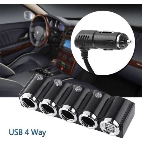 Caricabatterie universale per accendisigari auto con prese multiple USB DC 12V/24V (1/4)