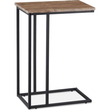 Tavolino da salotto dal design industriale moderno a forma di C 70 x 40 x 60 cm pratico e leggero in metallo nero 130009825