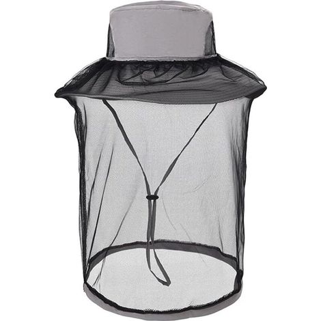 Chapeau bob en maille, filet de jardinage, mentonnière réglable, filet anti-moustiques, protection faciale respirante, adapté au jardinage et aux activités de plein air (Gris clair) (1/4)