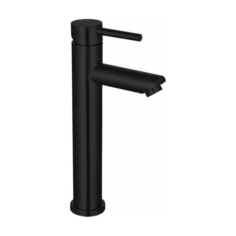 Haut Robinet de Salle de Bain,Acier Inoxydable Mitigeur Lavabo Robinet Noir Mat Monocommande,Eau Chaude et Froide Disponible,Robinetterie Design Elégant (1/4)