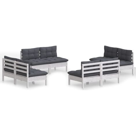 Maison Exclusive - Set Divani da Giardino 8 pz e Cuscini Antracite Legno di Pino (1/5)