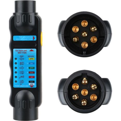 Testeur Remorque 7 Broches, Testeur Prise Remorque 7 Broches, 12V Testeur Feux Remorque Câble Câblage Circuit Outils de Diagnostic, pour Caravan RV Voiture (Testeur Remorque 7 Broches) (1/4)