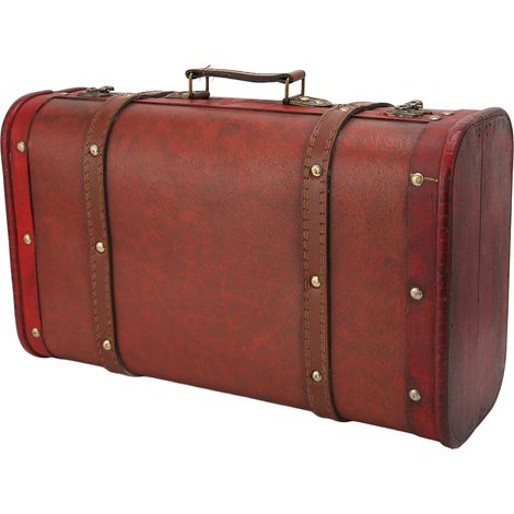 Coffret Rétro en Bois avec Charnières, Mallette en Simili Cuir Décorative, Coffre de Rangement pour Trésors, pour Maison et Bureau (1/5)