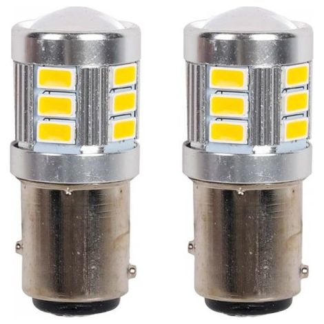 2 Pezzi Lampada LED BAY15D S25 P21/5W 18 SMD 3030 12V 24V 300lm 1W/2.5W Doppio Filamento Ambra Piedi Sfalsati