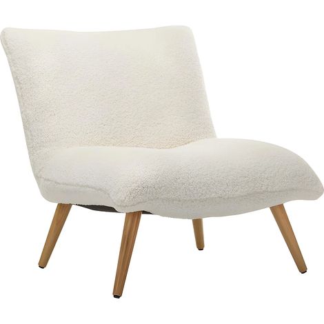 Poltrona in tessuto sherpa effetto pelle di pecora Bianco - PEPITA (1/4)