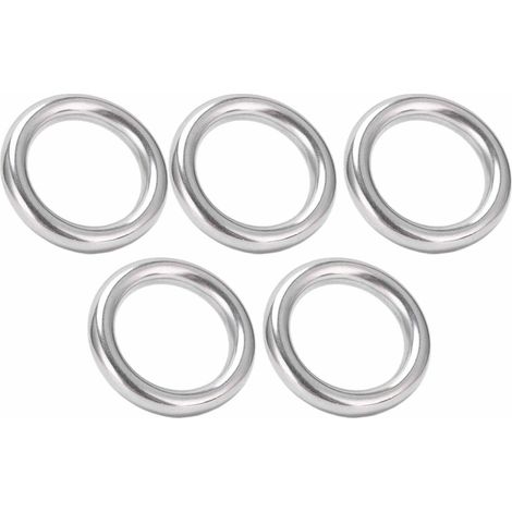 5 anneaux ronds en acier inoxydable 304 sans soudure pour équipement de yoga, hamac et marine, diamètre 6mm x 25mm