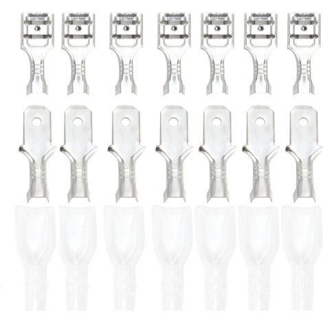 Sortimentssatz mit Gabelverbindern aus Messing (männlich und weiblich), Crimp-Anschlüssen, Isolierhülse, 6,3 mm (1/5)