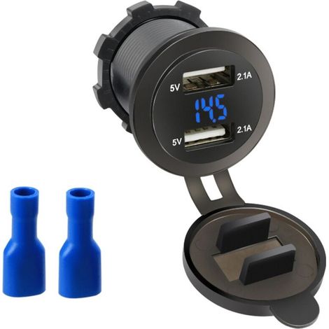 Double port de charge USB 12 V/24 V avec voyant LED et prise PC pour une utilisation dans les véhicules et les bateaux. - AquaForge