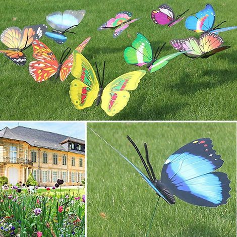 Papillons artificiels artificiels pour décoration de jardin, pelouse, terrasse, extérieur (1/4)