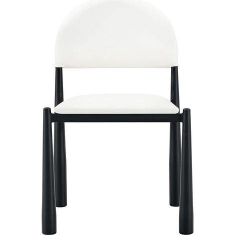 Set de 2 sillas de comedor modernas de PU blanco con respaldo semicircular y patas metálicas (1/5)
