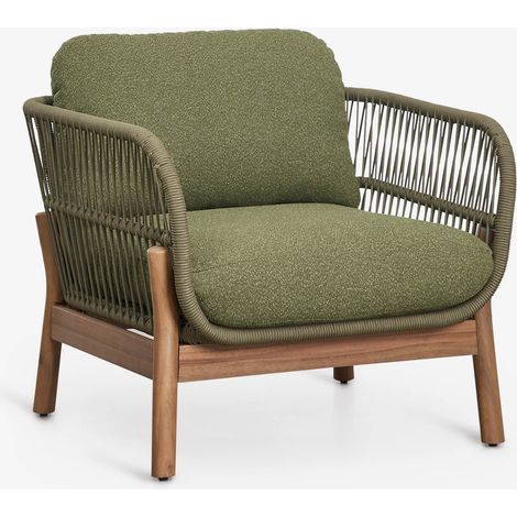 Poltrona da giardino in legno di acacia e corda intrecciata Karvia SKLUM             (1/5)