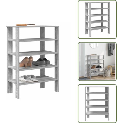 vidaXL Schuhregal Grau Sonoma 61x32x87,5 cm Holzwerkstoff (1/5)