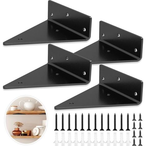 Shelf bracket - wall bracket - steel - industrial shelf bracket - 130x140mm - floating shelf bracket (4 pieces) - wall shelf (1/4)