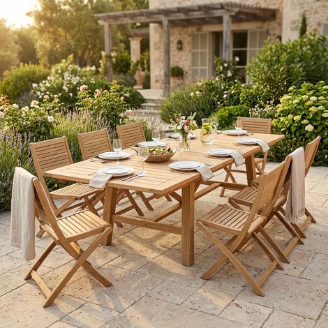 ORATOR - set tavolo in teak cm.220/300 x 100 x 77 h con 8 sedie Orator (1/4)